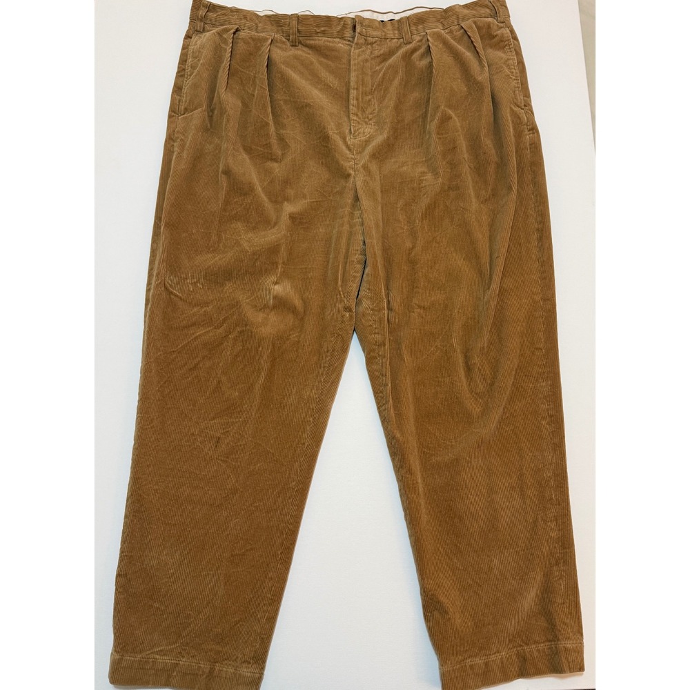 Polo Ralph Lauren Mens Pleated Corduroy Pants Tan Brown 508-32 Stretch Trousers
